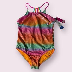 Limited Too Girls Rainbow Sparkly Swimsuit